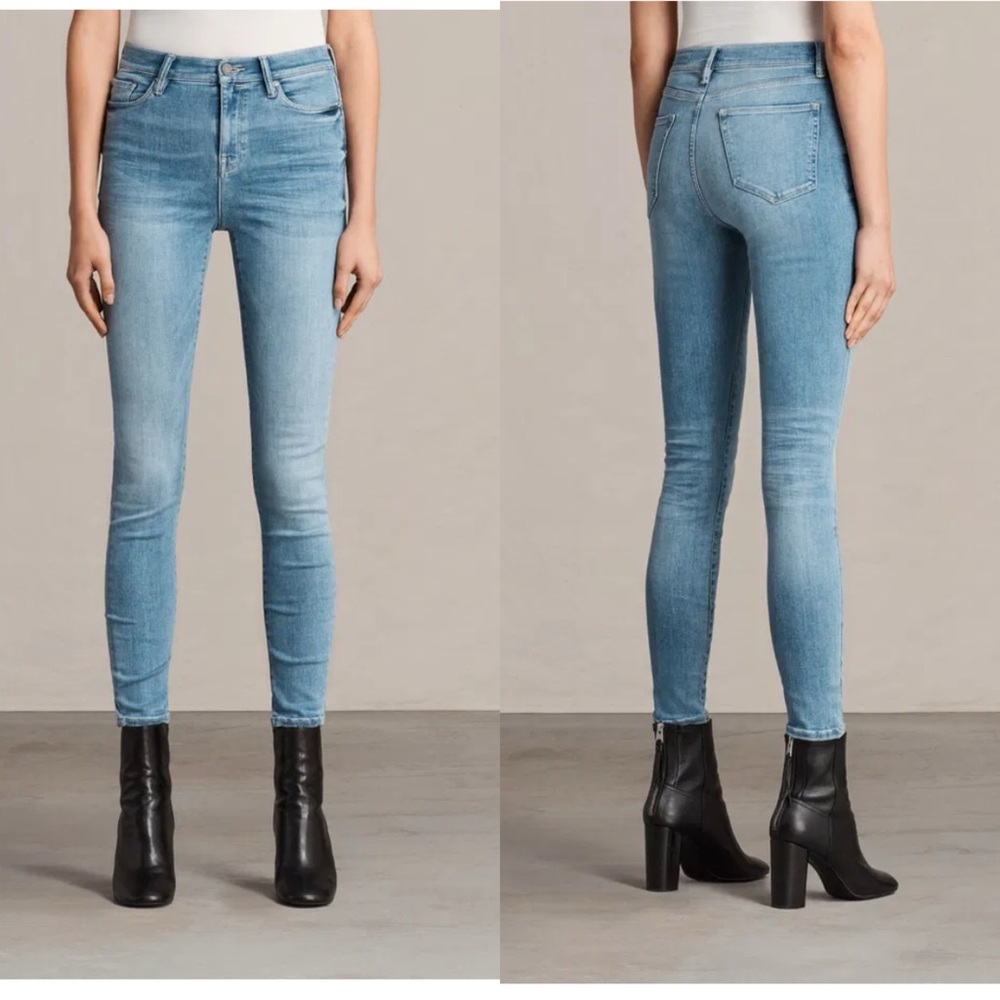 All Saints Women's Blue Skinny Jeans size 29 - Picture 1 of 3